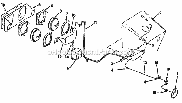 Electric Lighting Diagram and Parts List for 127 2050040U Cub Cadet Lawn Tractor